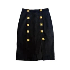 Majorelle Midi Skirt In Black Denim
