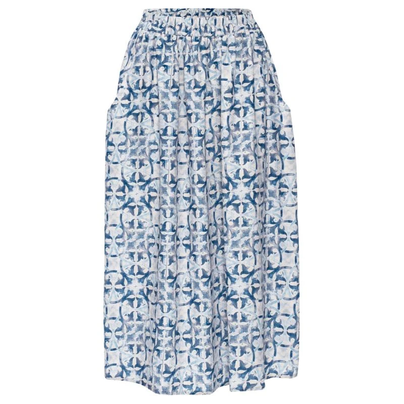 Mari Tile Pattern Skirt In Indigo 1 Mari Tile Pattern Skirt In Indigo