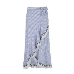 Midi Wrap Skirt Cotton Blu