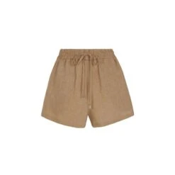 Beige Mini Linen Shorts