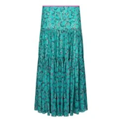 Midi Emma Skirt Turquoise Awakening Print