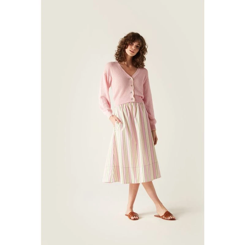 Niki Elasticated Waist Skirt Pink Stripe 2 Niki Elasticated Waist Skirt Pink Stripe - Image 2