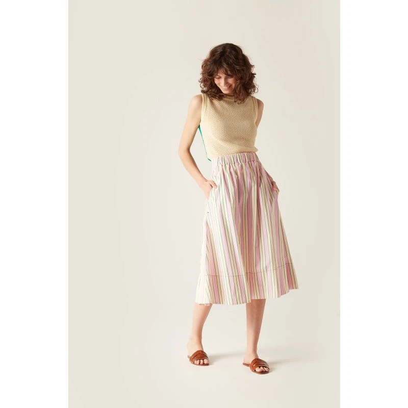 Niki Elasticated Waist Skirt Pink Stripe 3 Niki Elasticated Waist Skirt Pink Stripe - Image 3