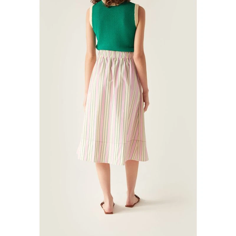 Niki Elasticated Waist Skirt Pink Stripe 5 Niki Elasticated Waist Skirt Pink Stripe - Image 5