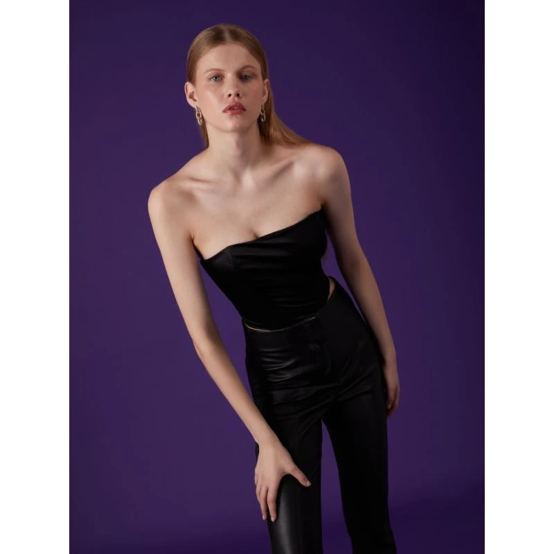 Black Strapless Crop Top 2 Black Strapless Crop Top - Image 2