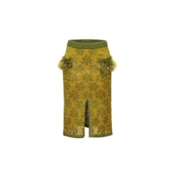 Green Knit Skirt With Green Handmade Knit Details