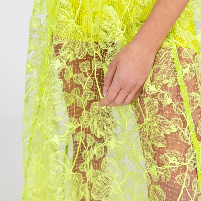 Leilani - Neon Green Embroidered Mesh Maxi Skirt 10 Leilani - Neon Green Embroidered Mesh Maxi Skirt - Image 10