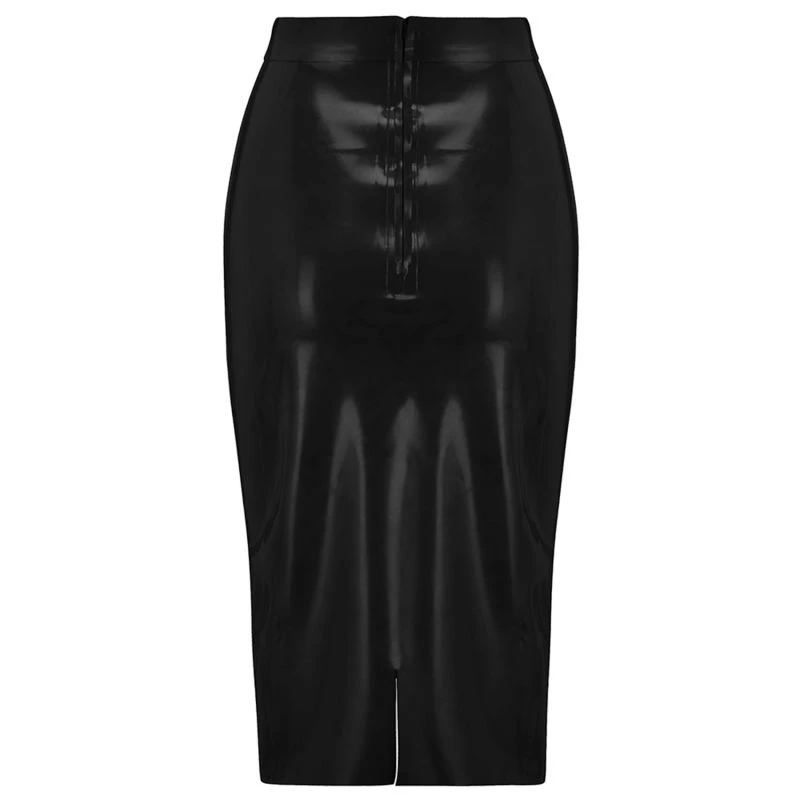 Latex Midi Skirt - Black 2 Latex Midi Skirt - Black - Image 2
