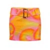 Albufeira Mini Skirt With Chunky Y2K Belt In Orange Swirl