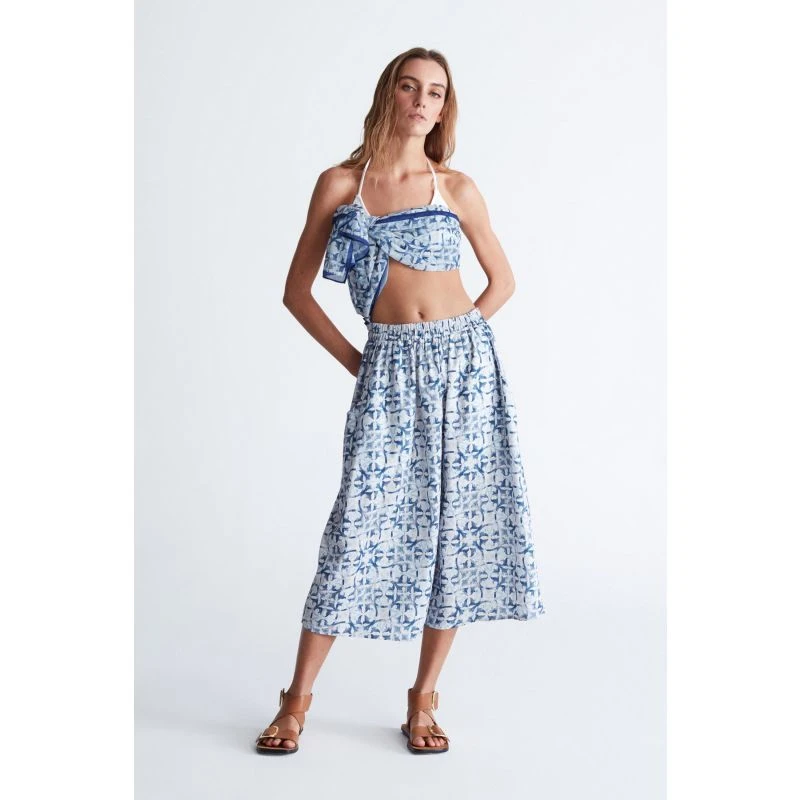 Mari Tile Pattern Skirt In Indigo 5 Mari Tile Pattern Skirt In Indigo - Image 5