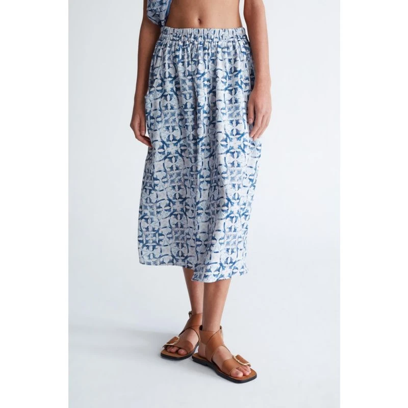 Mari Tile Pattern Skirt In Indigo 8 Mari Tile Pattern Skirt In Indigo - Image 8