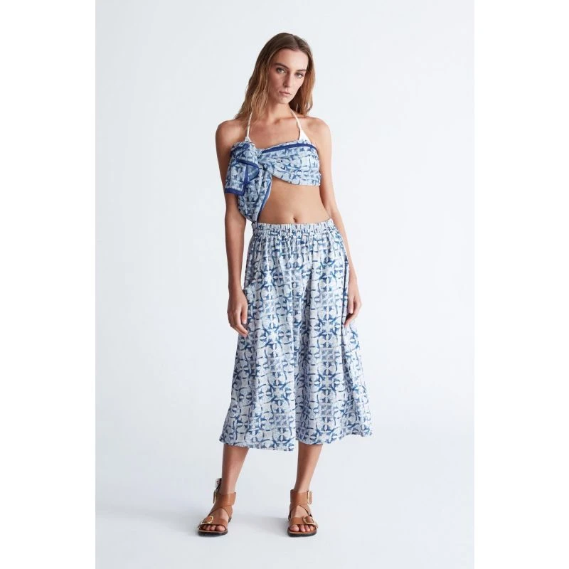 Mari Tile Pattern Skirt In Indigo 2 Mari Tile Pattern Skirt In Indigo - Image 2