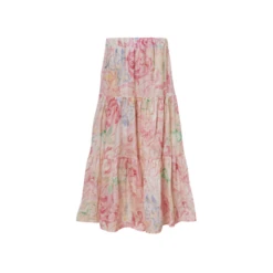 Printed Tiered Midi Skirt