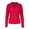 Light Red Long Sleeve Faux Wrap Top In Stretch Viscose Jersey