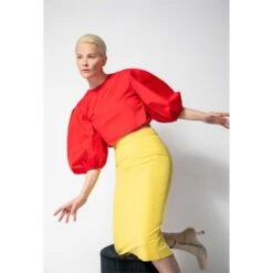 High Waisted Pencil Cotton Skirt - Yellow & Orange -Other || Traffic People Shop r7nplkft9dqzpbptrf79