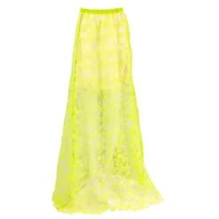 Leilani - Neon Green Embroidered Mesh Maxi Skirt