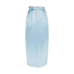 Satin Midi Skirt In Baby Blue
