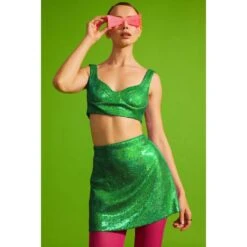 Sequined Sweetheart Crop Top - Green -Other || Traffic People Shop sequined sweetheart crop top 0ca72c35db9e893dad56cb4a4e11e0e4