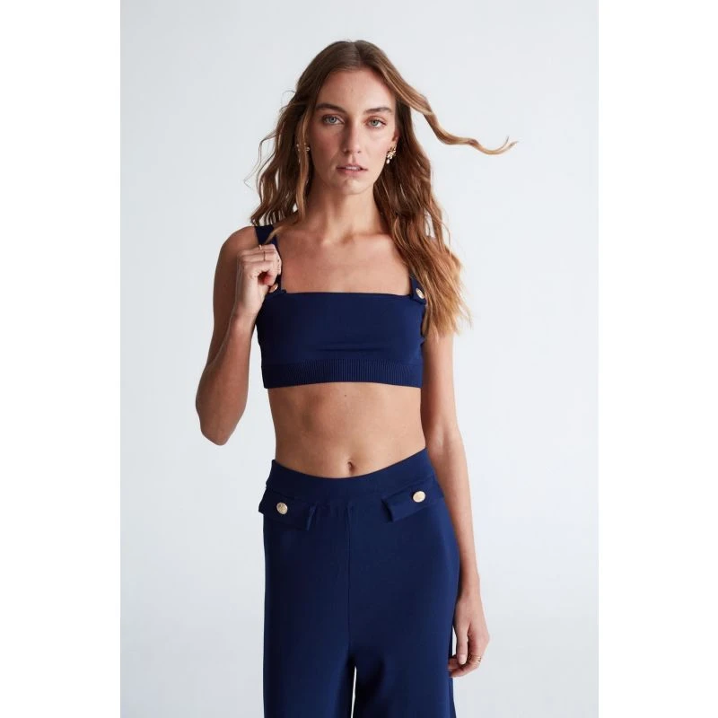 Elizabeth Knit Bralette In Navy Blue 2 Elizabeth Knit Bralette In Navy Blue - Image 2