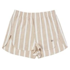 100% Organic Linen Stripe Boxer Shorts Beige