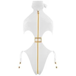 Cynosure Bodysuit With Golden Details In White