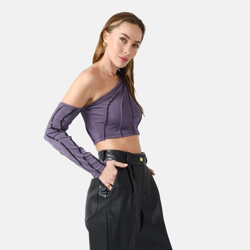 Temptation – Purple Long Sleeve Crop Top 3 Temptation – Purple Long Sleeve Crop Top - Image 3
