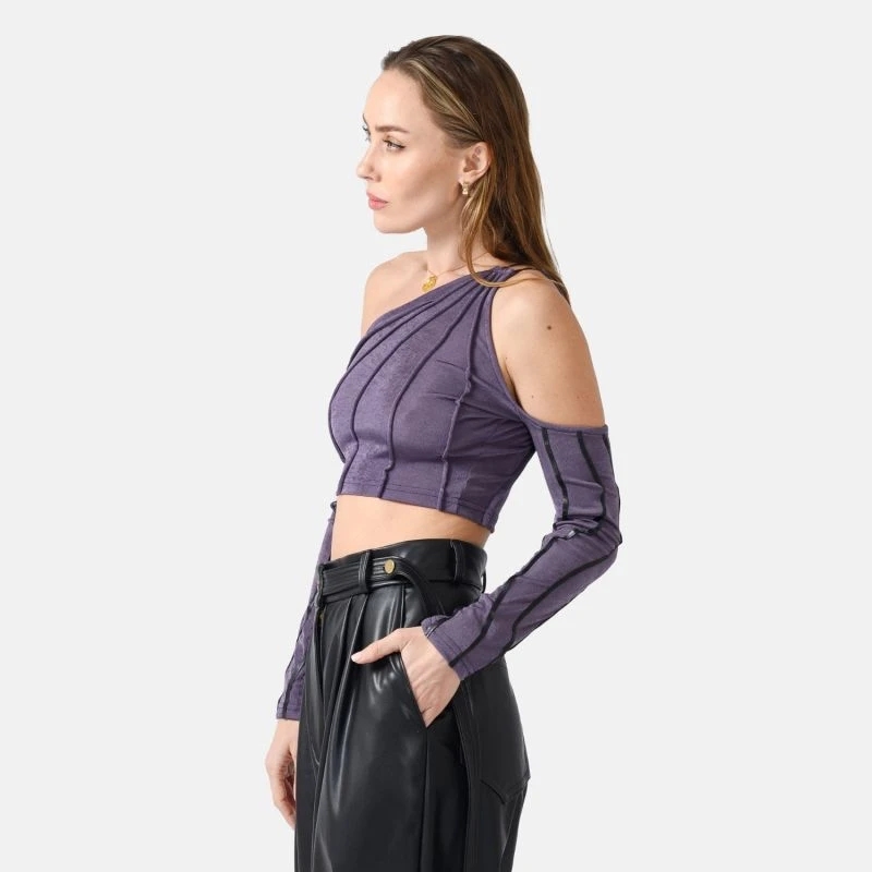 Temptation – Purple Long Sleeve Crop Top 4 Temptation – Purple Long Sleeve Crop Top - Image 4