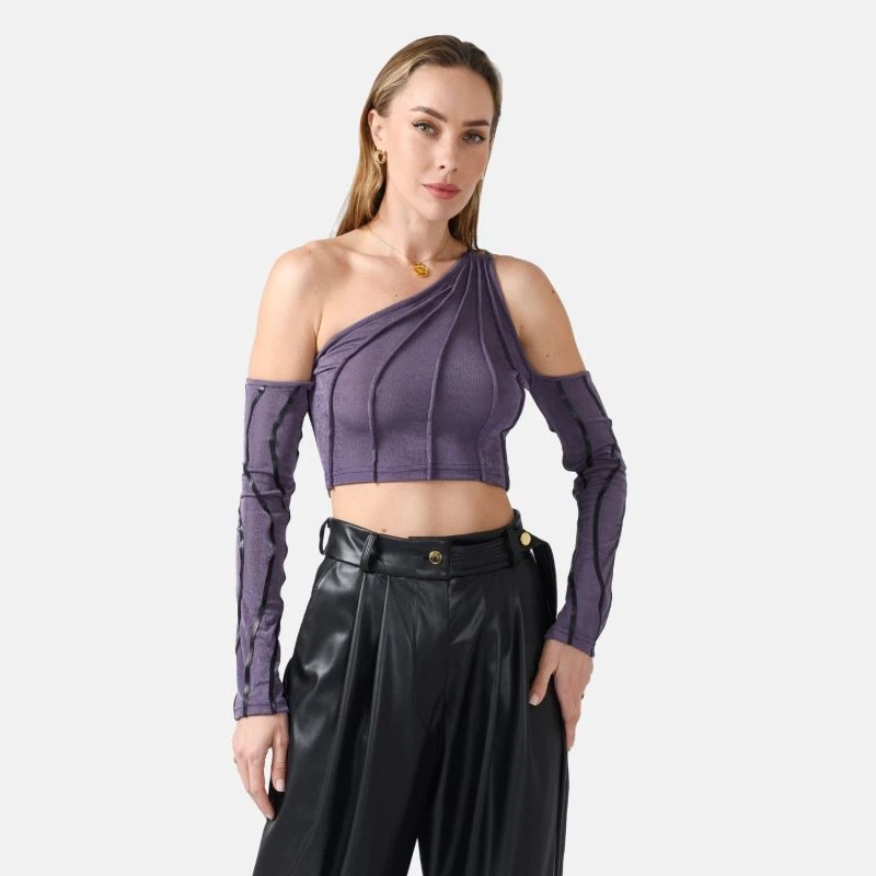 Temptation – Purple Long Sleeve Crop Top 2 Temptation – Purple Long Sleeve Crop Top - Image 2