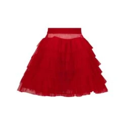 Tulle-tiered Sheer-Panel Mini Skirt - Red
