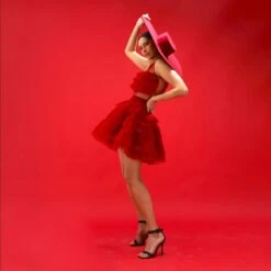 Tulle-tiered Sheer-Panel Mini Skirt - Red -Other || Traffic People Shop tulle tiered sheer panel mini skirt red 48014645f43b55ba1de30262019f2f5f