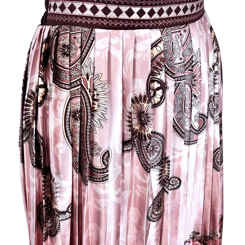 Embroidered Pleated Scarf Midi Skirt In Pink 5 Embroidered Pleated Scarf Midi Skirt In Pink - Image 5