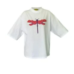 Unisex Oversized White T-Shirt Graphic Dragonfly Print