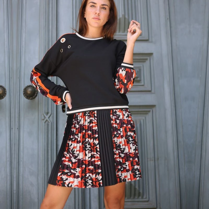 Mini Pleated Skirt With Camo & Black Digital Print 2 Mini Pleated Skirt With Camo & Black Digital Print - Image 2