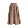 Vintage Chiffon Rich Brown Button Detailed Skirt