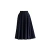 Vintage Flared Rich Navy Blue Cotton Skirt