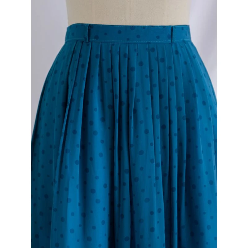 Vintage Green Pleated Flared Chiffon Skirt 4 Vintage Green Pleated Flared Chiffon Skirt - Image 4