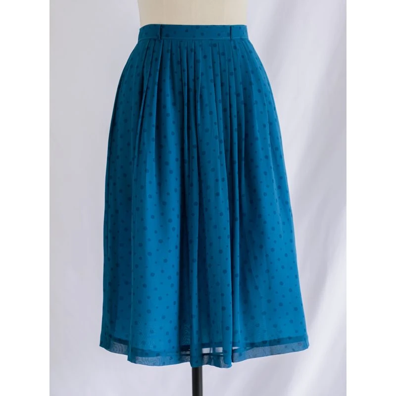 Vintage Green Pleated Flared Chiffon Skirt 3 Vintage Green Pleated Flared Chiffon Skirt - Image 3