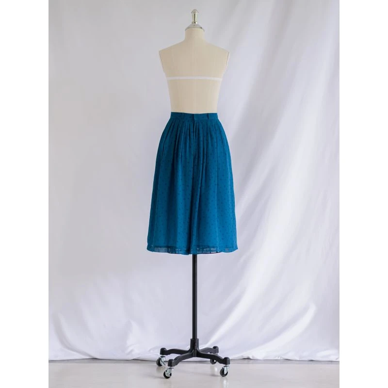 Vintage Green Pleated Flared Chiffon Skirt 5 Vintage Green Pleated Flared Chiffon Skirt - Image 5