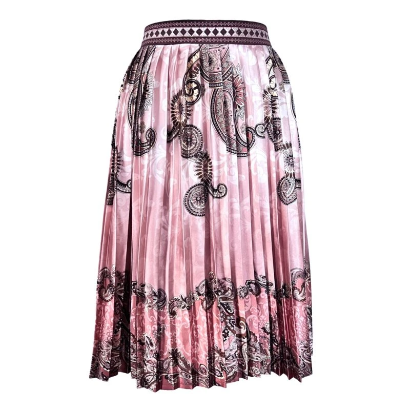 Embroidered Pleated Scarf Midi Skirt In Pink 1 Embroidered Pleated Scarf Midi Skirt In Pink