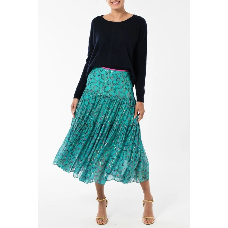 Midi Emma Skirt Turquoise Awakening Print 2 Midi Emma Skirt Turquoise Awakening Print - Image 2