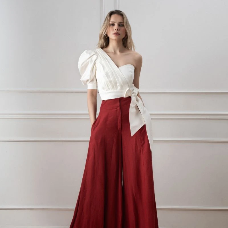 Emily Asymmetric Poplin Top Ecru 2 Emily Asymmetric Poplin Top Ecru - Image 2