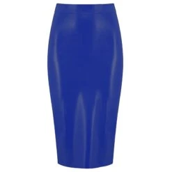 Latex Midi Skirt - Blue