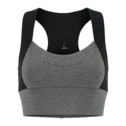 Neda Colorblock Organic Cotton Bra Top - Dark Heather Gray