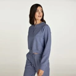 Crop Indigo MéLange Sweatshirt -Other || Traffic People Shop x8m7pludax3o3rudoqcl