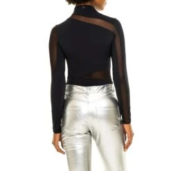 Long-Sleeved Tulle Seamed Bodysuit Nero Black -Other || Traffic People Shop xbejvvtcfin1jgjoo2ow