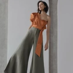 Emily One-Sleeve Asymmetric Poplin Top Copper -Other || Traffic People Shop xtihrxcm559glbfgssma