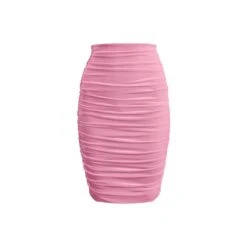 Ruched Velvet Skirt- Pink