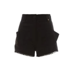 High Waisted Cotton Black Shorts